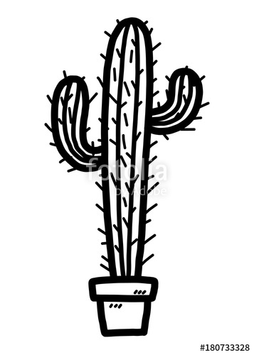 357x500 Cactus Cartoon Vector And Illustration, Black And White, Hand