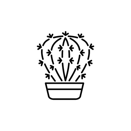 450x450 Black White Vector Illustration Of Cactus In Pot Decorative