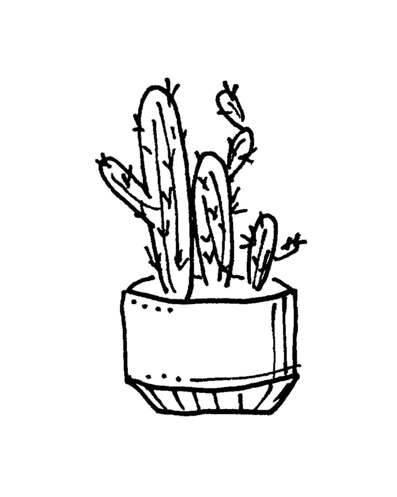 794x993 Black And White Cactus Illustration Printable Trendy Boho Etsy