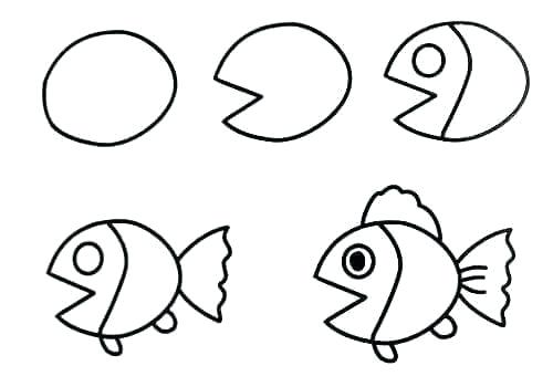 500x350 How To Draw A Easy Fish Far Cactus Y Negro Para Drawing For Kids
