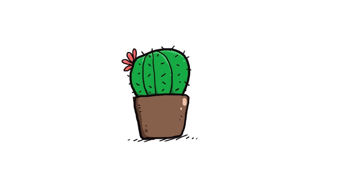 1084x610 Cactus Drawing Png Tutorial A Step Cute Black And White Clip Art
