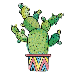 256x256 Hand Drawn Watercolor Multiple Cactus In Cactus