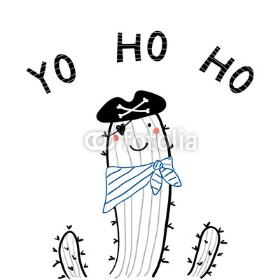 400x400 Hand Drawn Portrait Of A Cute Funny Pirate Cactus In Tricorne Hat