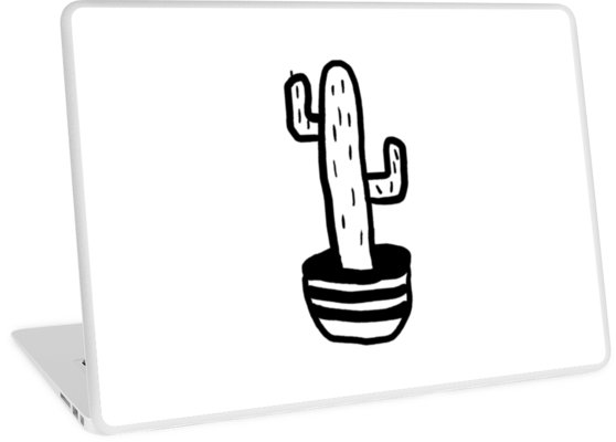 558x400 Minimalist Cactus Line Drawing Laptop Skins