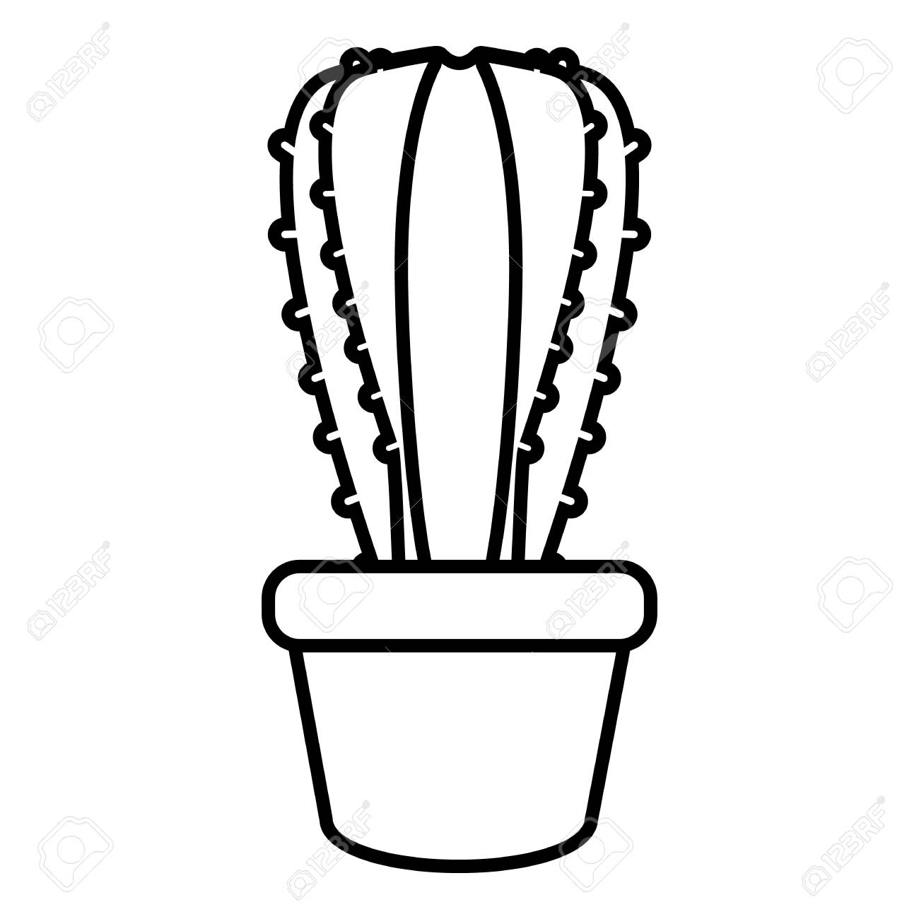 1300x1300 rectangular cactus icon, outline line style clipart station