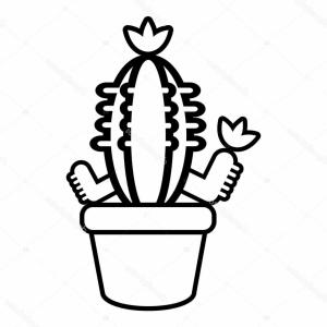 300x300 stock illustration pot cactus icon outline line soidergi