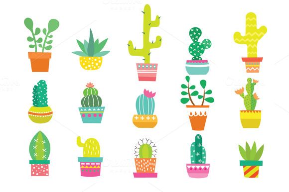 580x386 Cactus Clipart Set