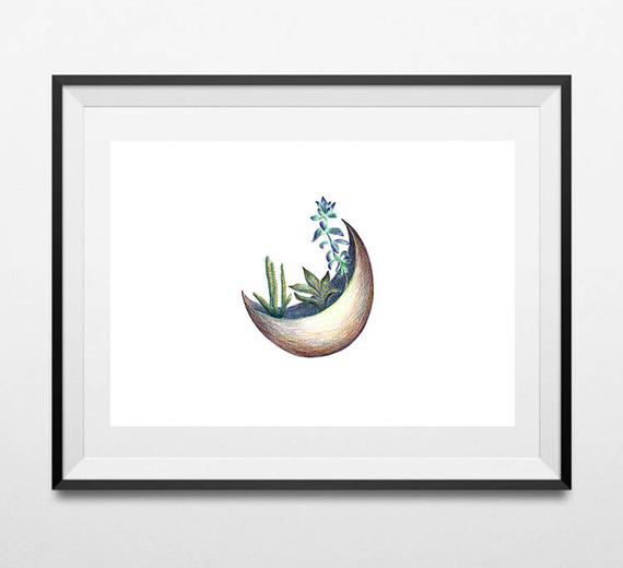 570x520 Cactus Gift For Women Cacti Print Minimalist Modern Poster Etsy