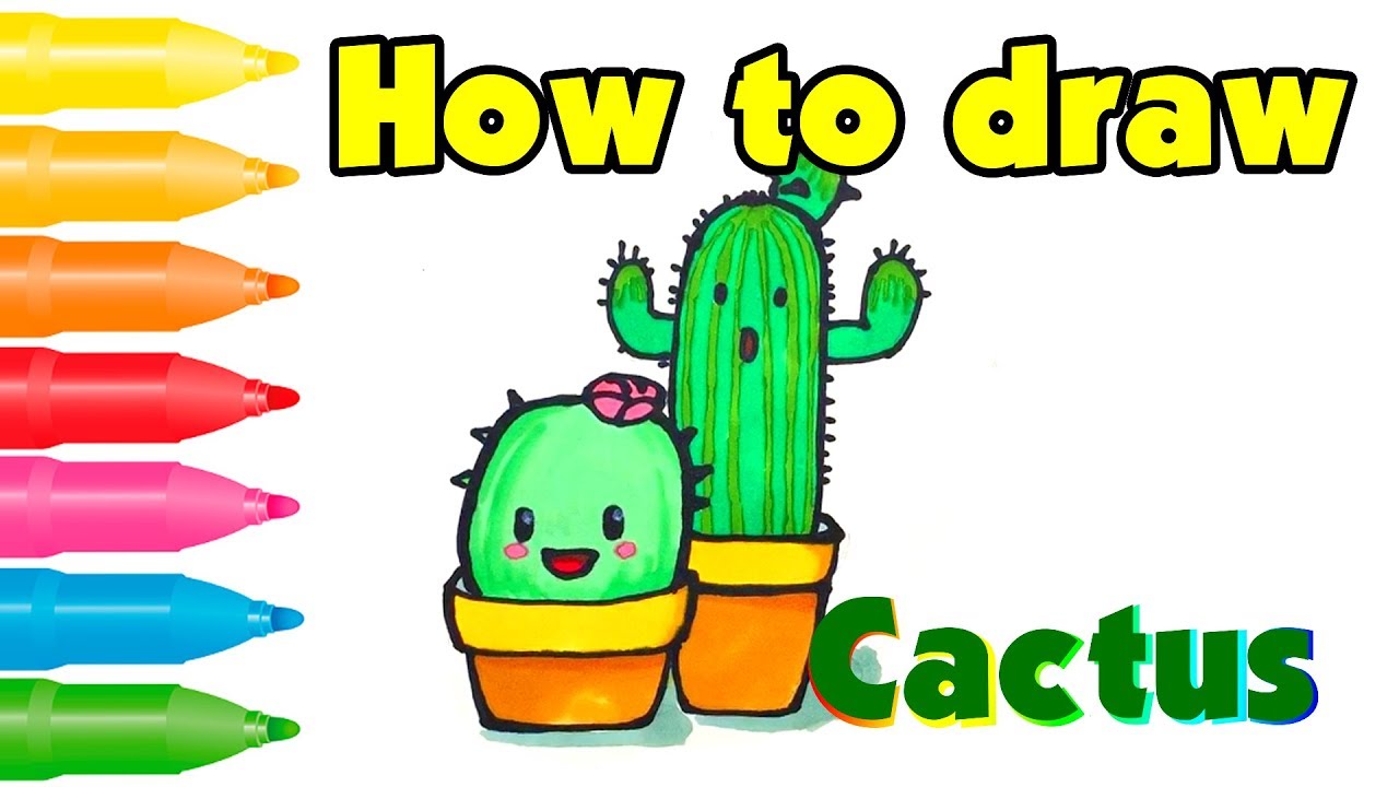 1280x720 How To Draw Cactus Drawing And Coloring For Kids