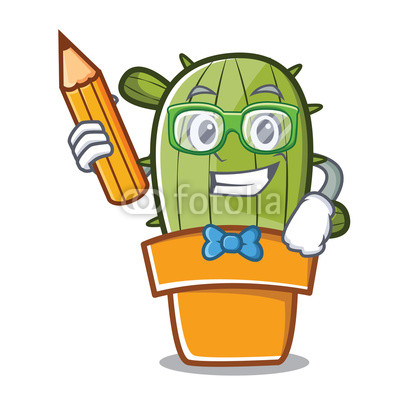 400x400 Student With Pencil Cute Cactus Character Cartoon Buy Photos