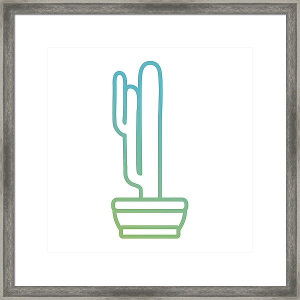 600x600 Cactus Plant Draw Framed Print