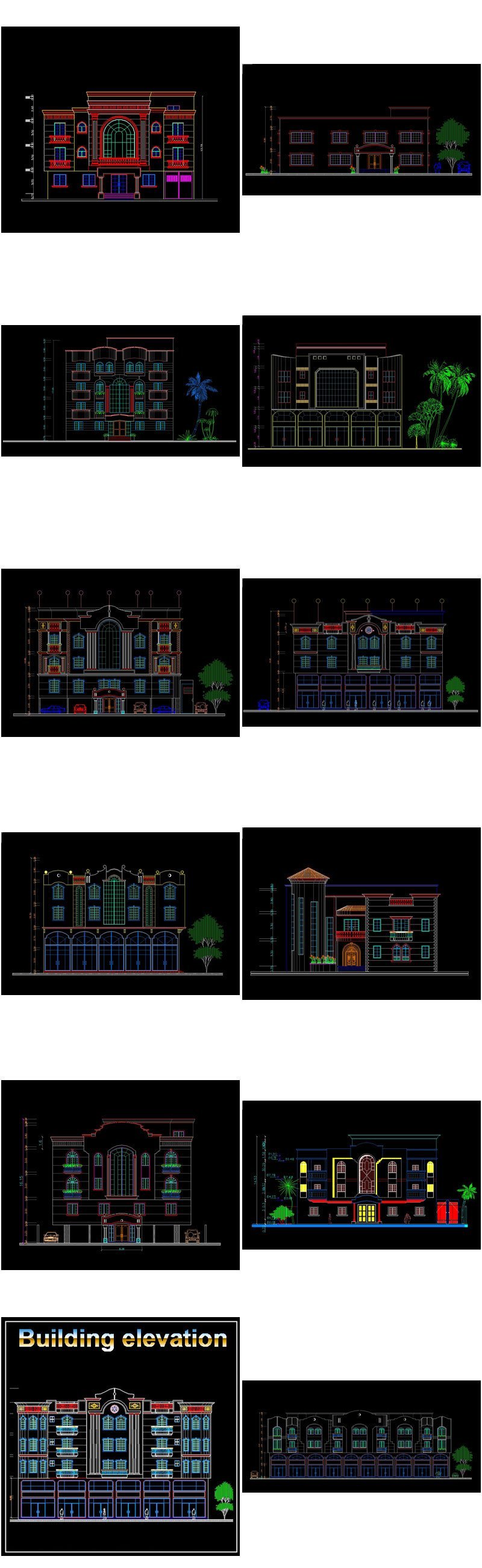 800x2600 all building elevation cad drawing free cad blocks