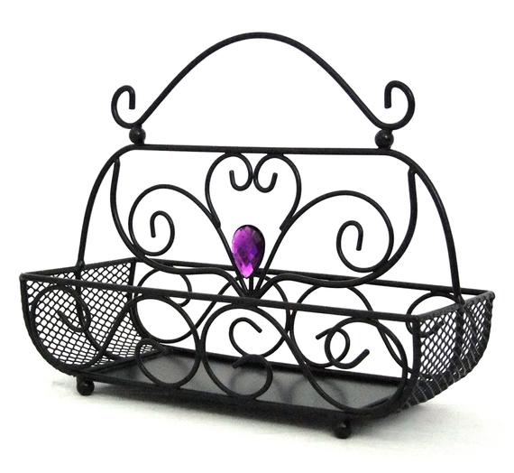 570x524 black metal caddy or organizer x x etsy