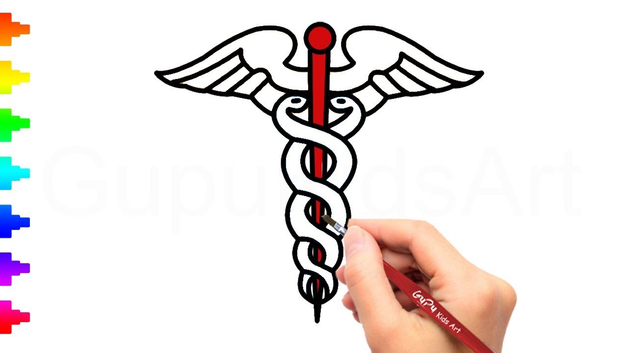 1280x720 Caduceus Drawing And Coloring Pages For Kids, Painting