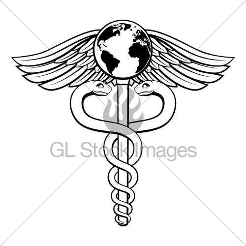 500x500 Caduceus Globe Medical Symbol Gl Stock Images