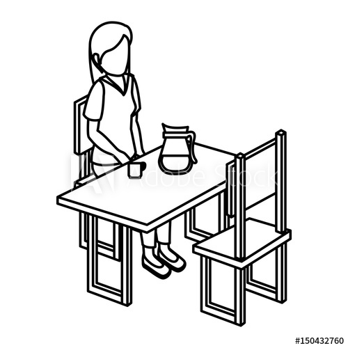 500x500 Businesswoman In Cafeteria Isometric Avatar Character Sitting