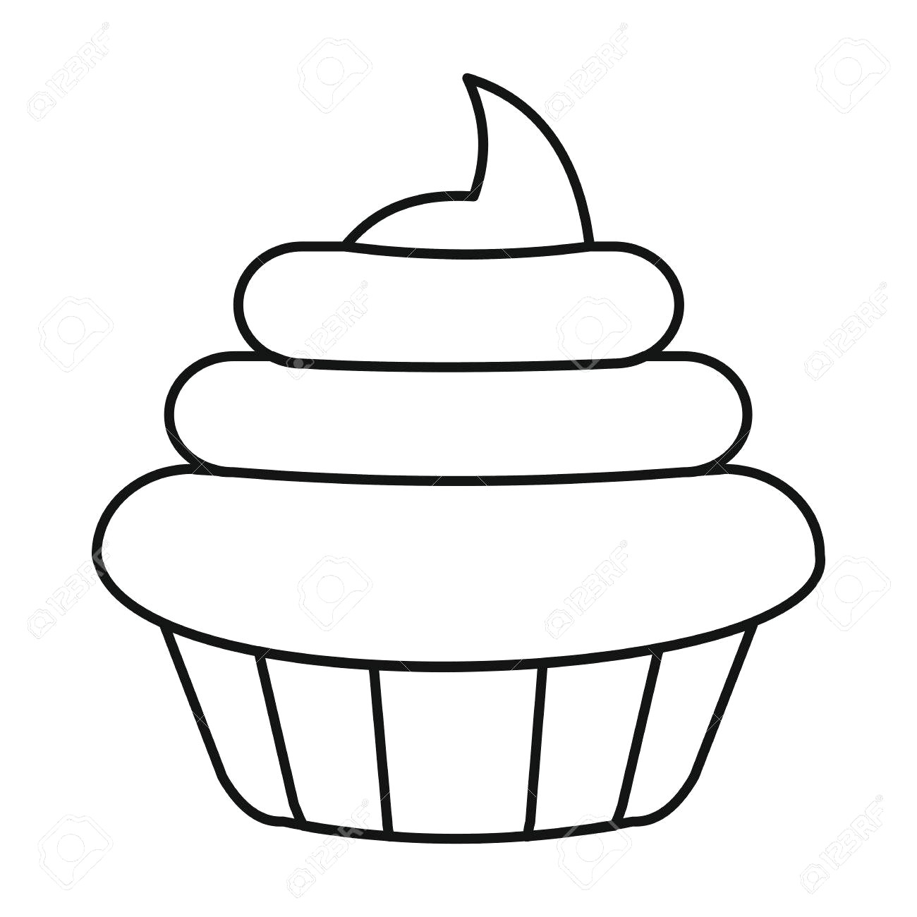 1300x1300 Cake Icon In Outline Style Vector Illustration For Design