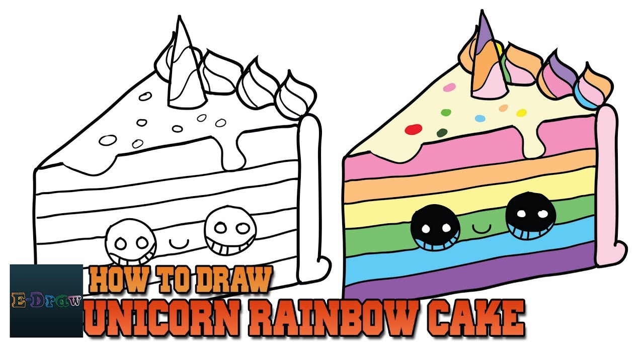 1280x720 How To Draw A Unicorn Rainbow Cake Slice Easy And Cute Step