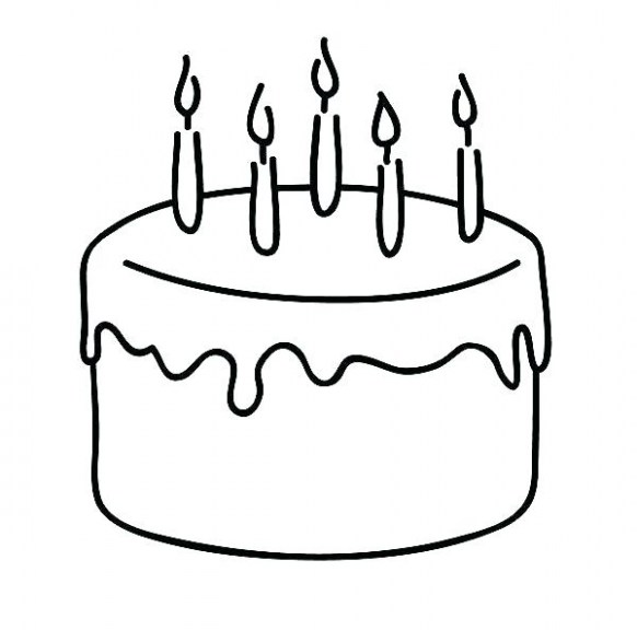 582x576 Printable Birthday Cake Coloring