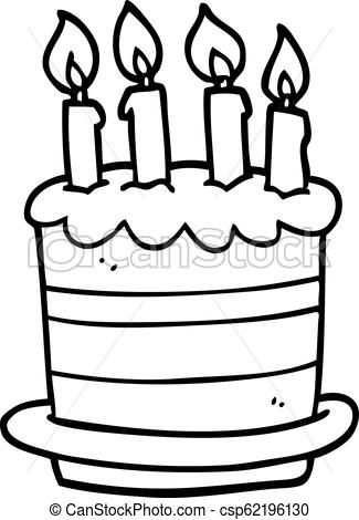 325x470 Line Drawing Cartoon Birthday Cake
