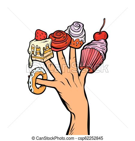 450x470 Sweets Cake Cupcake Donut Marshmallow On Fingers Pop Art Retro