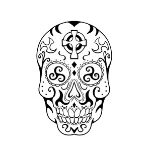 300x300 tattoo style illustration of mexican skull or calavera, a human