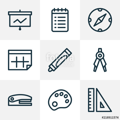 500x500 Instrument Icons Line Style Set With Calendar, To Do List, Drawing
