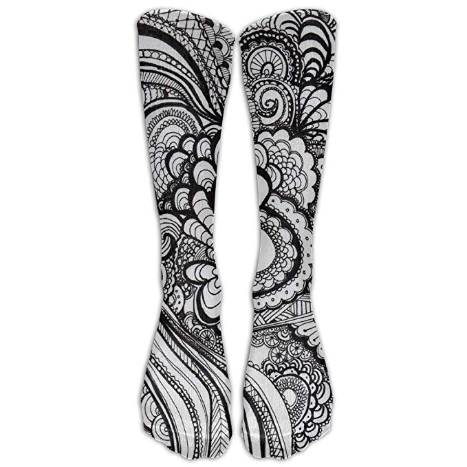 679x679 Simple Drawing Floral Long Calf High Socks Sport