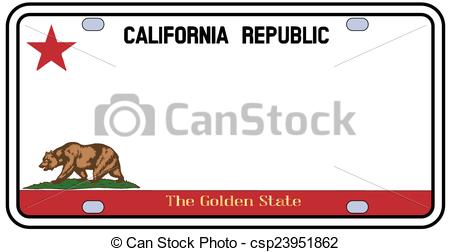 450x252 California License Plate In The Colors Of The State Flag
