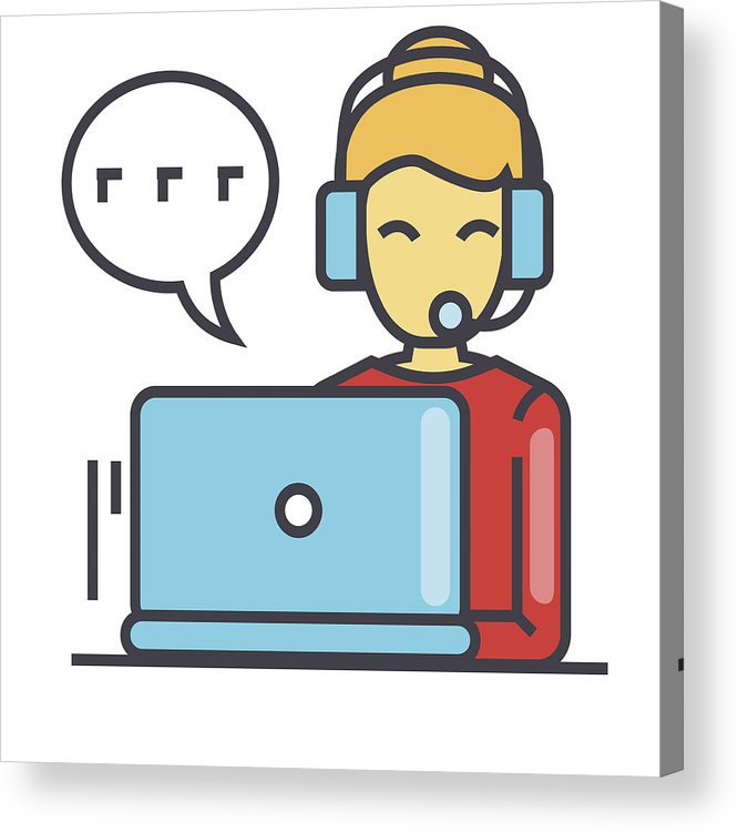 666x750 call center worker, woman in headset using laptop, client agent