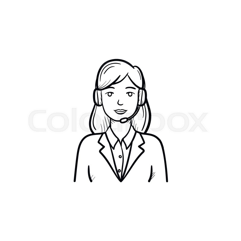 800x800 call center operator in headset hand stock vector colourbox