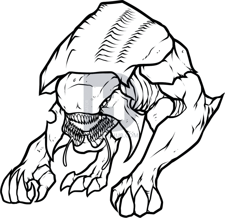 741x720 How To Draw The Rhino Alien From Call Of Duty, Step