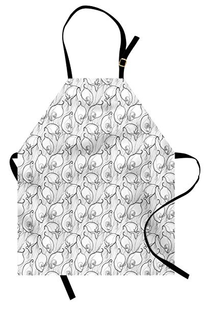 408x606 lunarable calla lily apron, pattern with black