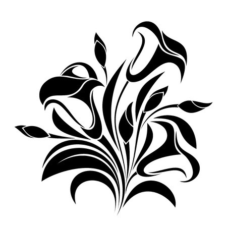 450x450 White Calla Lilies On Black Vector Illustration Royalty Free