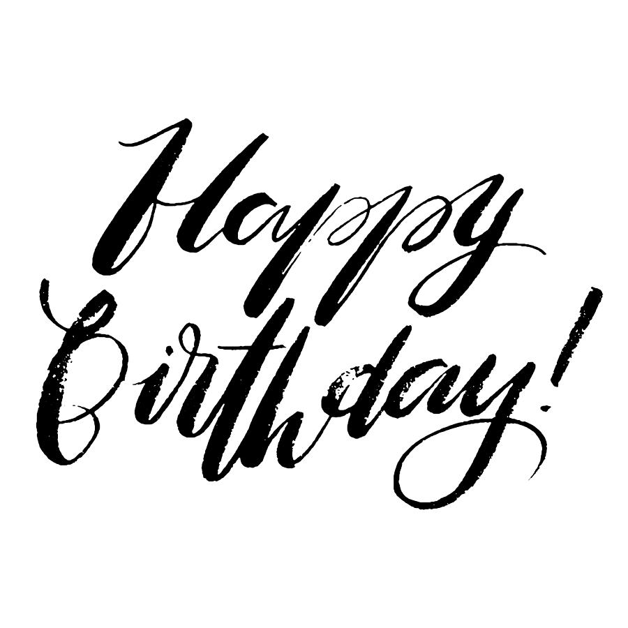 900x900 Happy Birthday Words Hand Drawn Creative Calligraphy And Brush