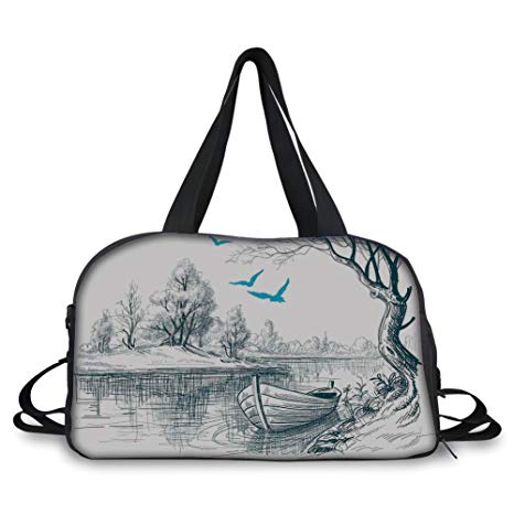 466x466 Trunk,lake House Decor,boat On Calm River Trees Birds