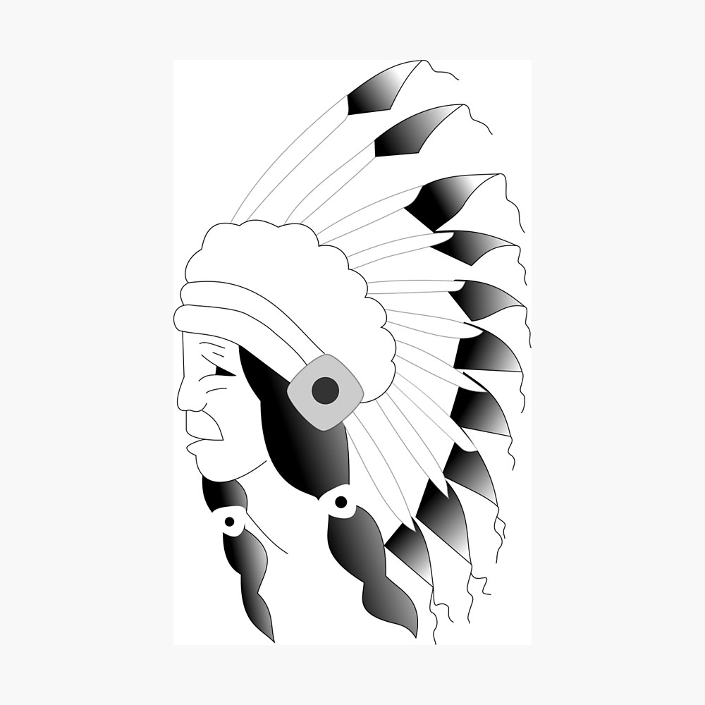 1000x1000 Calum Hood Native American Indian Tattoo Photographic Print