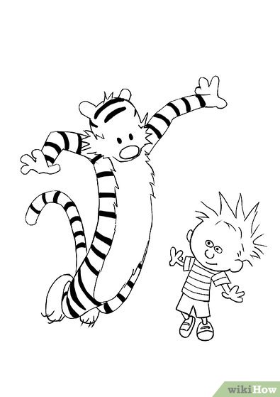 395x559 How To Draw Calvin And Hobbes Steps