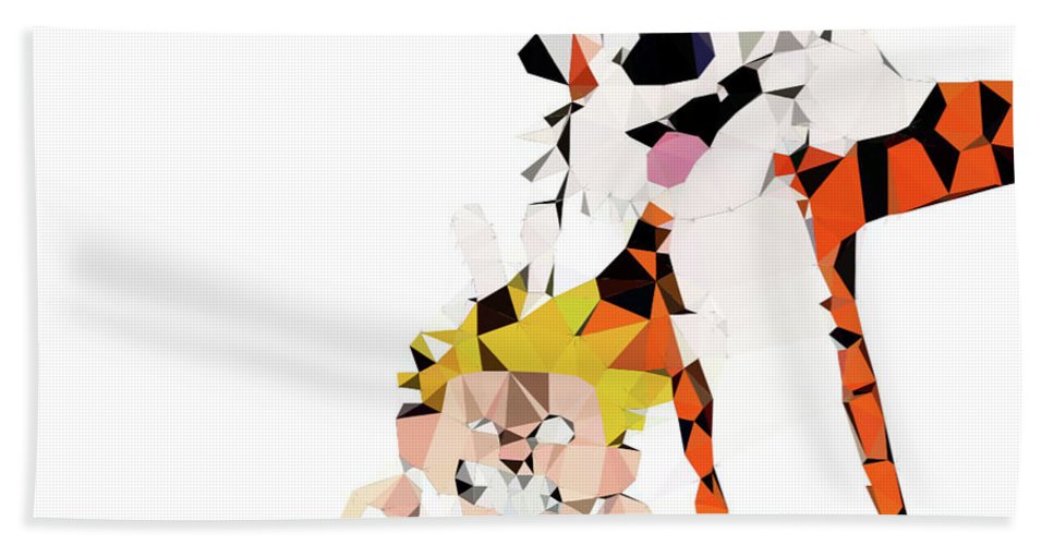 967x500 Calvin And Hobbes Low Poly Beach Towel For Sale