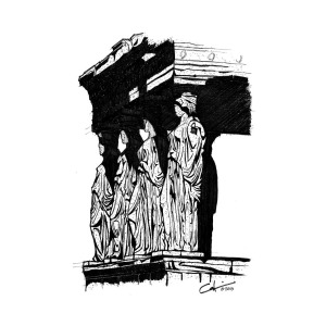 300x300 Caryatids In High Contrast Drawing