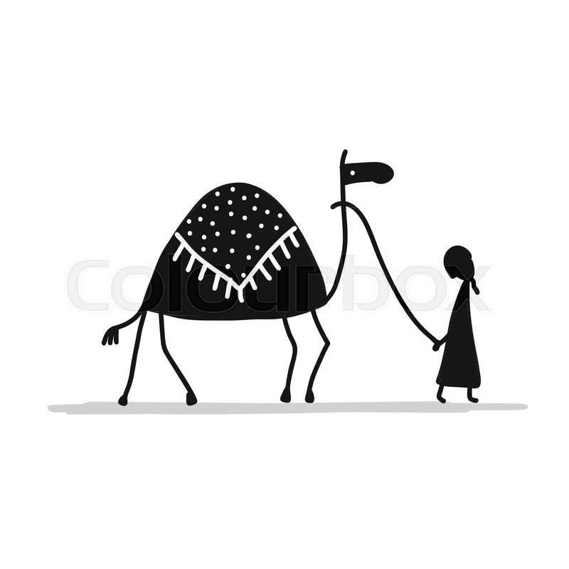 800x800 Camel Black Silhouette, Sketch For Stock Vector Colourbox
