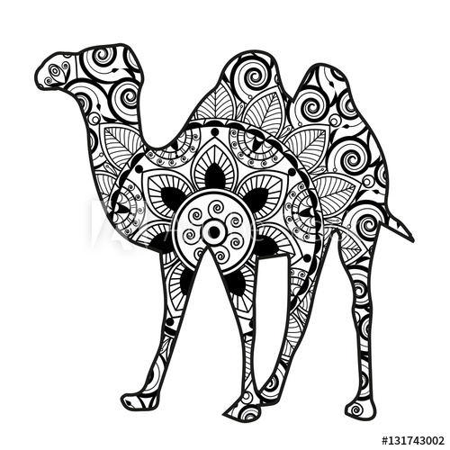 500x500 Vector Illustration Of A Camel Mandala For Coloring Book, Cammello
