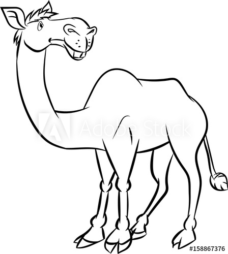 448x500 Line Drawing Cartoon A Camel In Black And White Color