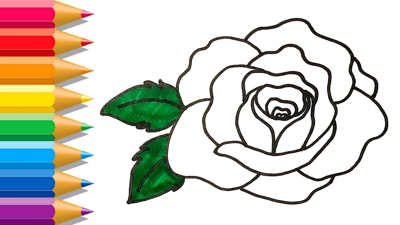1280x720 Coloring Rose Painting For Toddlers And Drawing For Kids