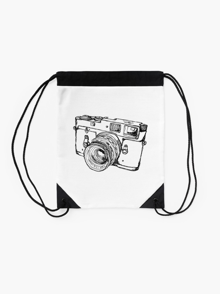 750x1000 rangefinder style camera drawing drawstring bag