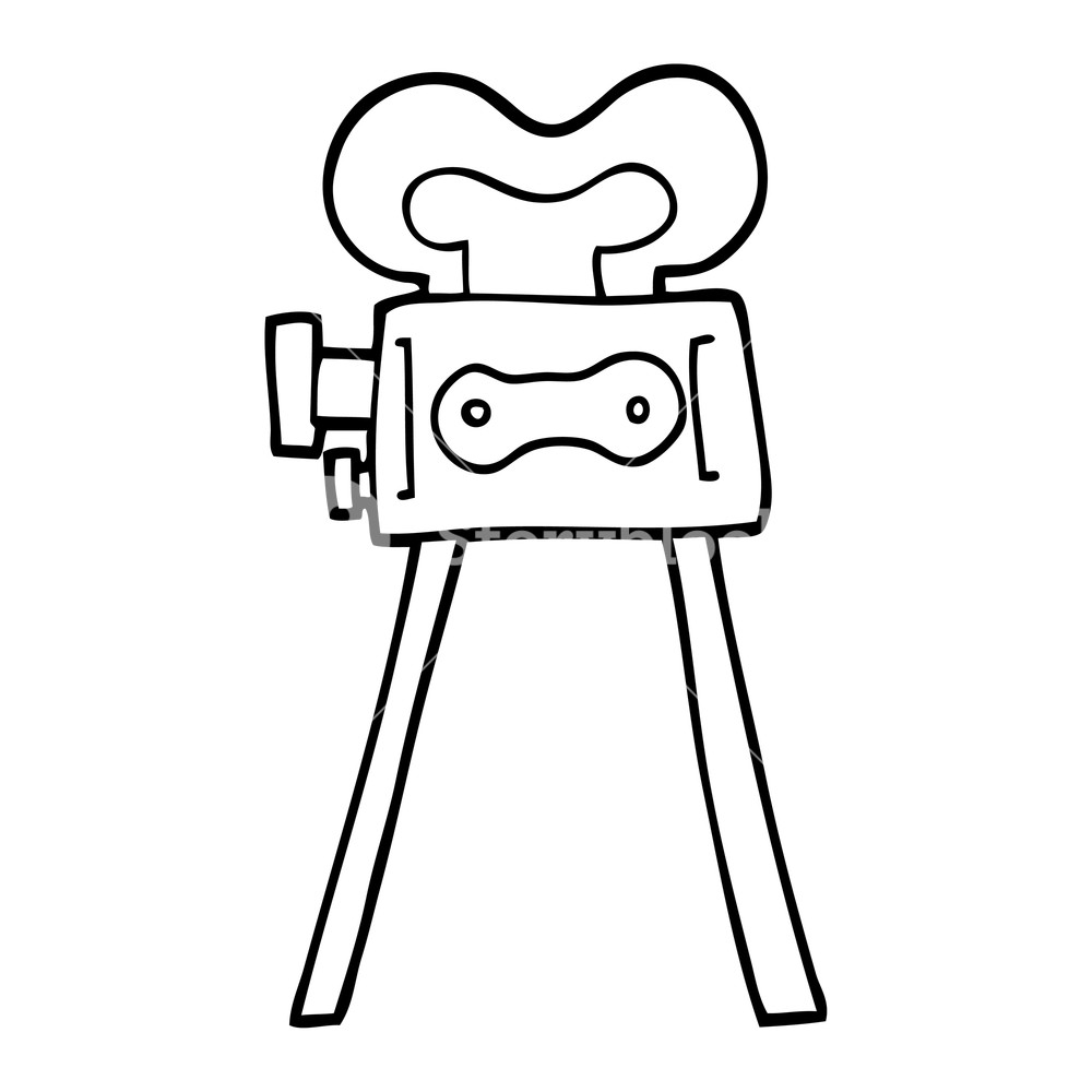 1000x1000 Black And White Cartoon Film Camera Royalty Free Stock Image