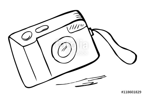 500x334 Hand Draw Sketch Of Digital Pocket Camera, Outline