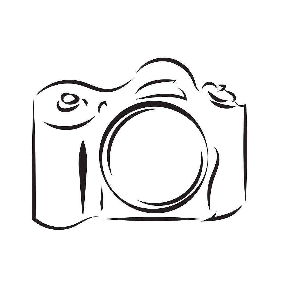 1000x1000 Black Outline Of Camera Isolated On White Background