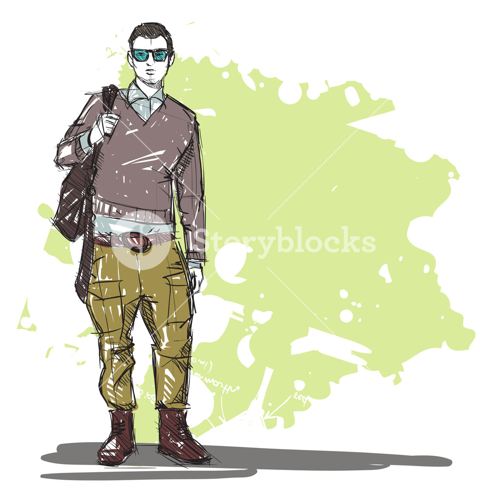 1000x1000 Hand Drawing Of A Stylish Boy In Sketch Style Vector Illustration