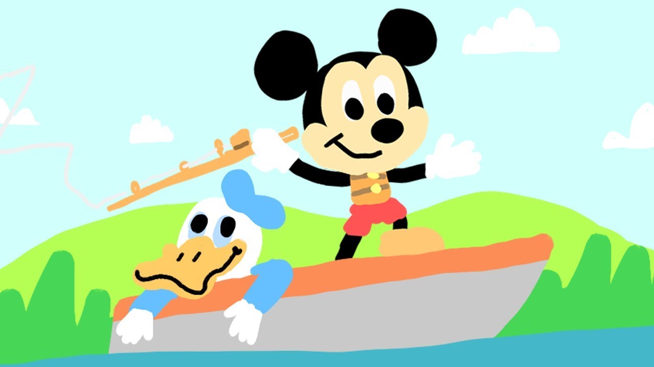1280x720 Mickey Mouse And Donald Boat And Camping Drawing